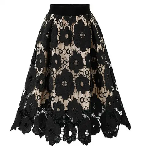 Lace Flower Skirt Plus Size European Style Medium Length - Image 2