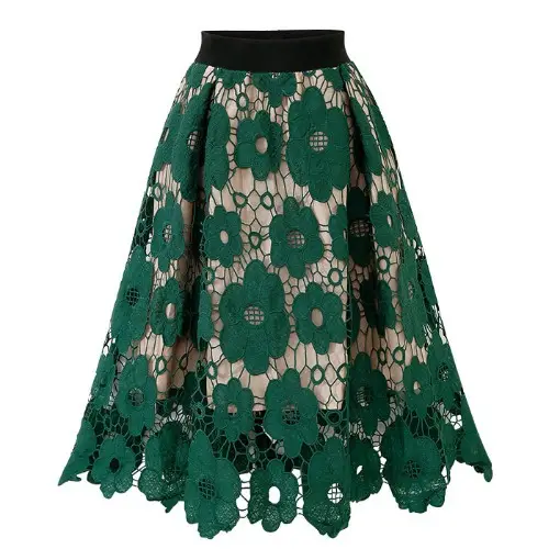 Lace Flower Skirt Plus Size European Style Medium Length - Image 3
