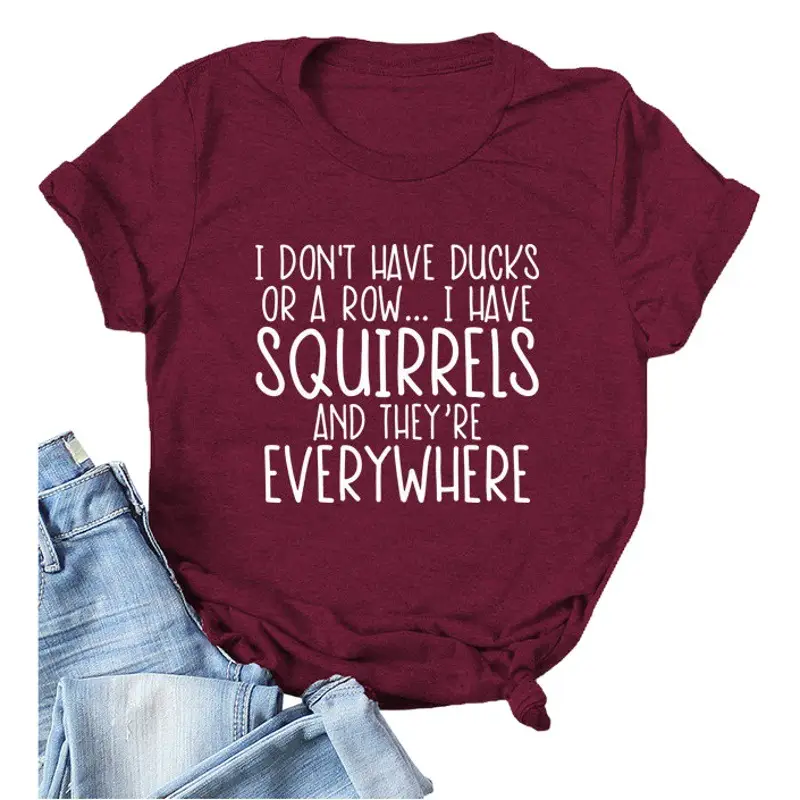 Women Casual T-Shirt Squirrels Everywhere Print Large