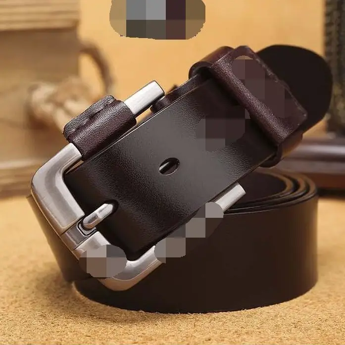Men's Brown Leather Belt with Silver Buckle