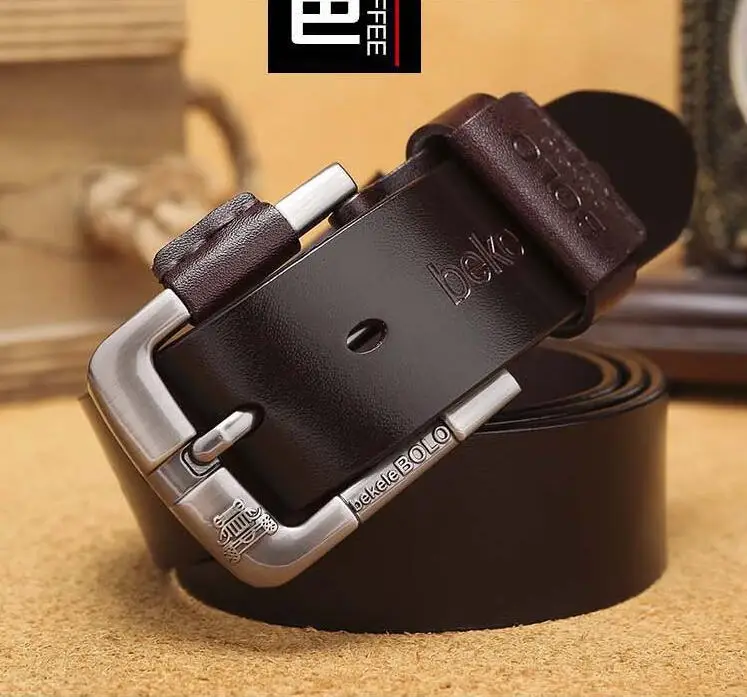 Men's Brown Leather Belt with Silver Buckle