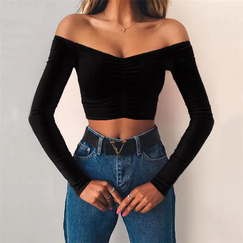 Women's Red Slim Fit Long Sleeve T-Shirt - Image 7
