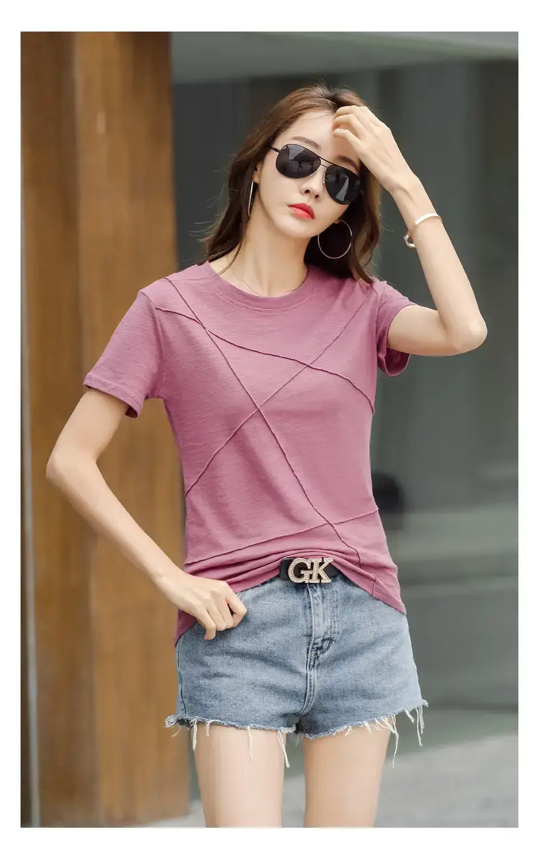 Women Loose Fit Pink Cotton T-Shirt 2025 Summer — feature 10