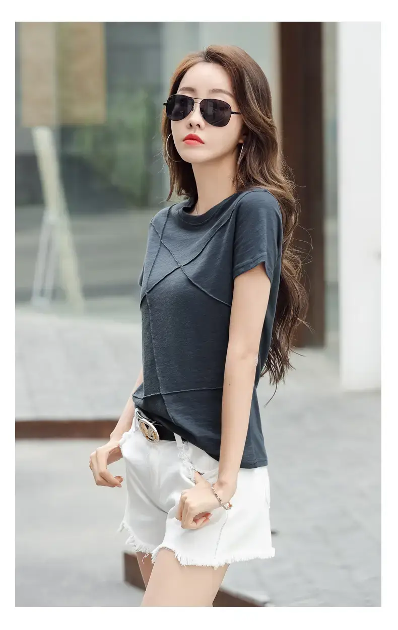 Women Loose Fit Pink Cotton T-Shirt 2025 Summer — feature 19
