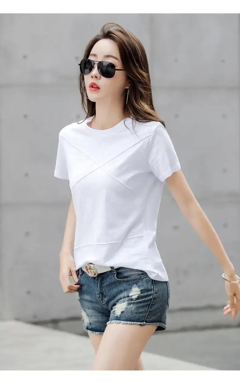 Women Loose Fit Pink Cotton T-Shirt 2025 Summer — feature 23