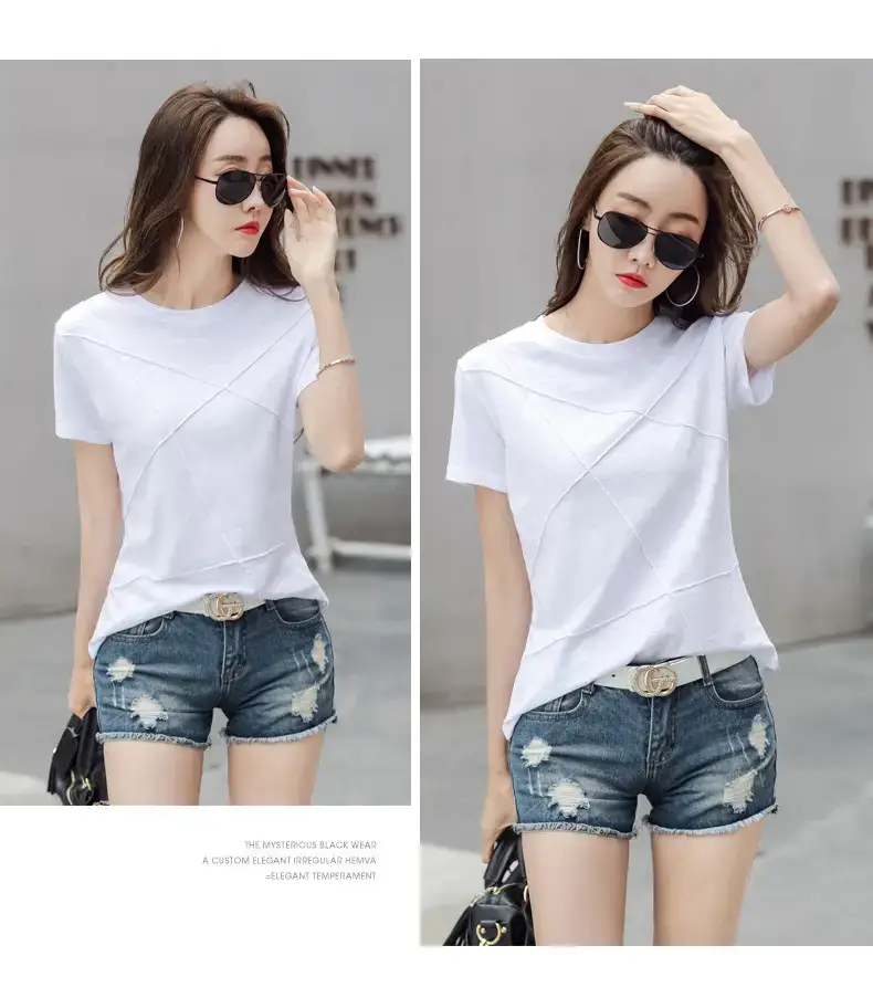 Women Loose Fit Pink Cotton T-Shirt 2025 Summer — feature 24