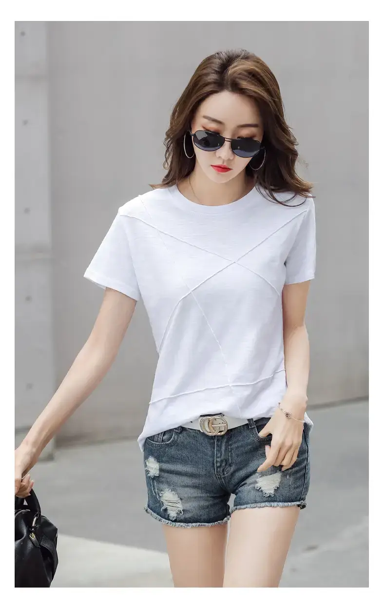 Women Loose Fit Pink Cotton T-Shirt 2025 Summer — feature 25