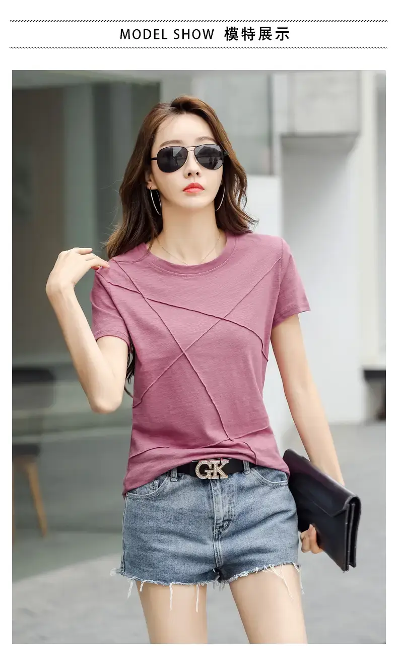 Women Loose Fit Pink Cotton T-Shirt 2025 Summer — feature 6