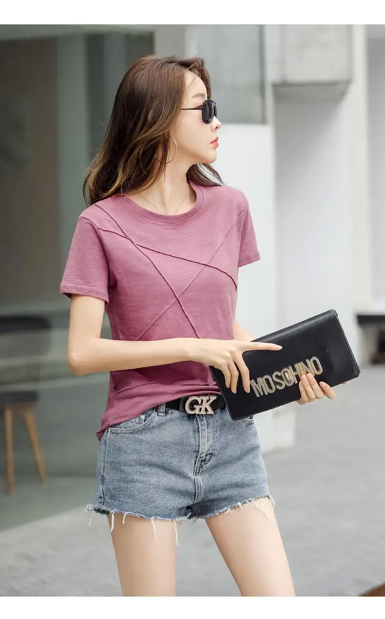 Women Loose Fit Pink Cotton T-Shirt 2025 Summer — feature 8