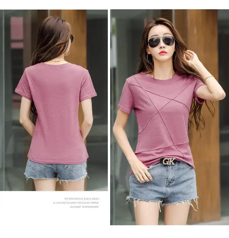 Women Loose Fit Pink Cotton T-Shirt 2025 Summer — feature 9