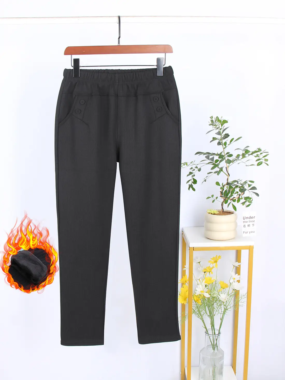 Women's Plaid Slim Fit Pants Brown Medium - Image 15