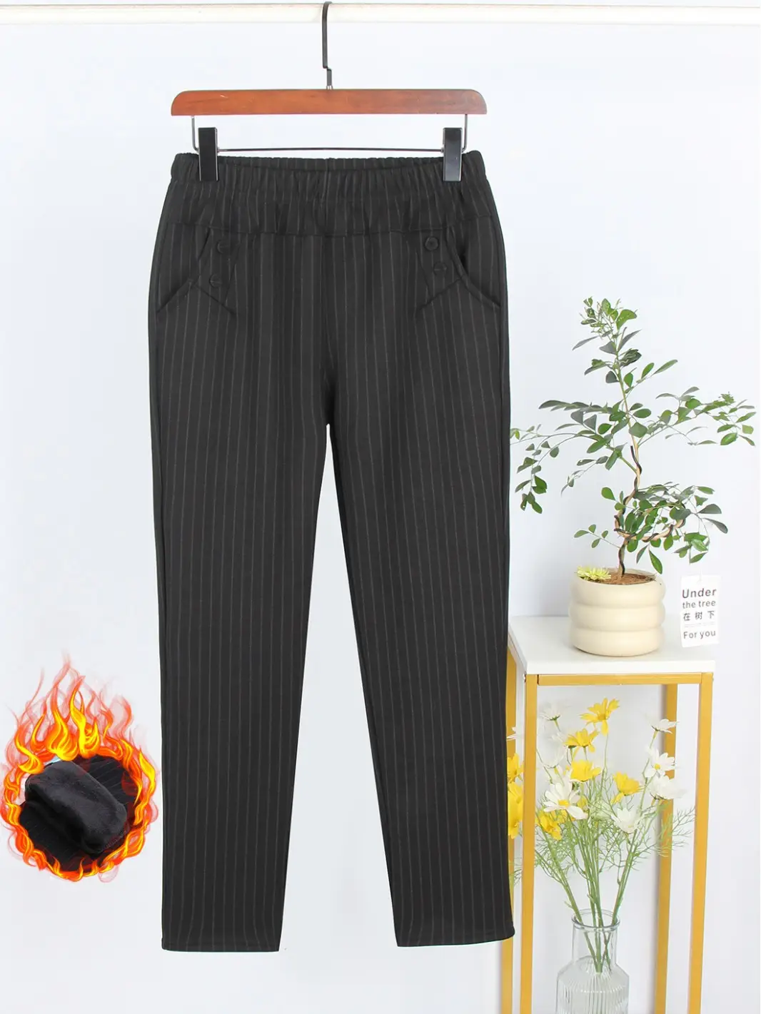 Women's Plaid Slim Fit Pants Brown Medium - Image 16