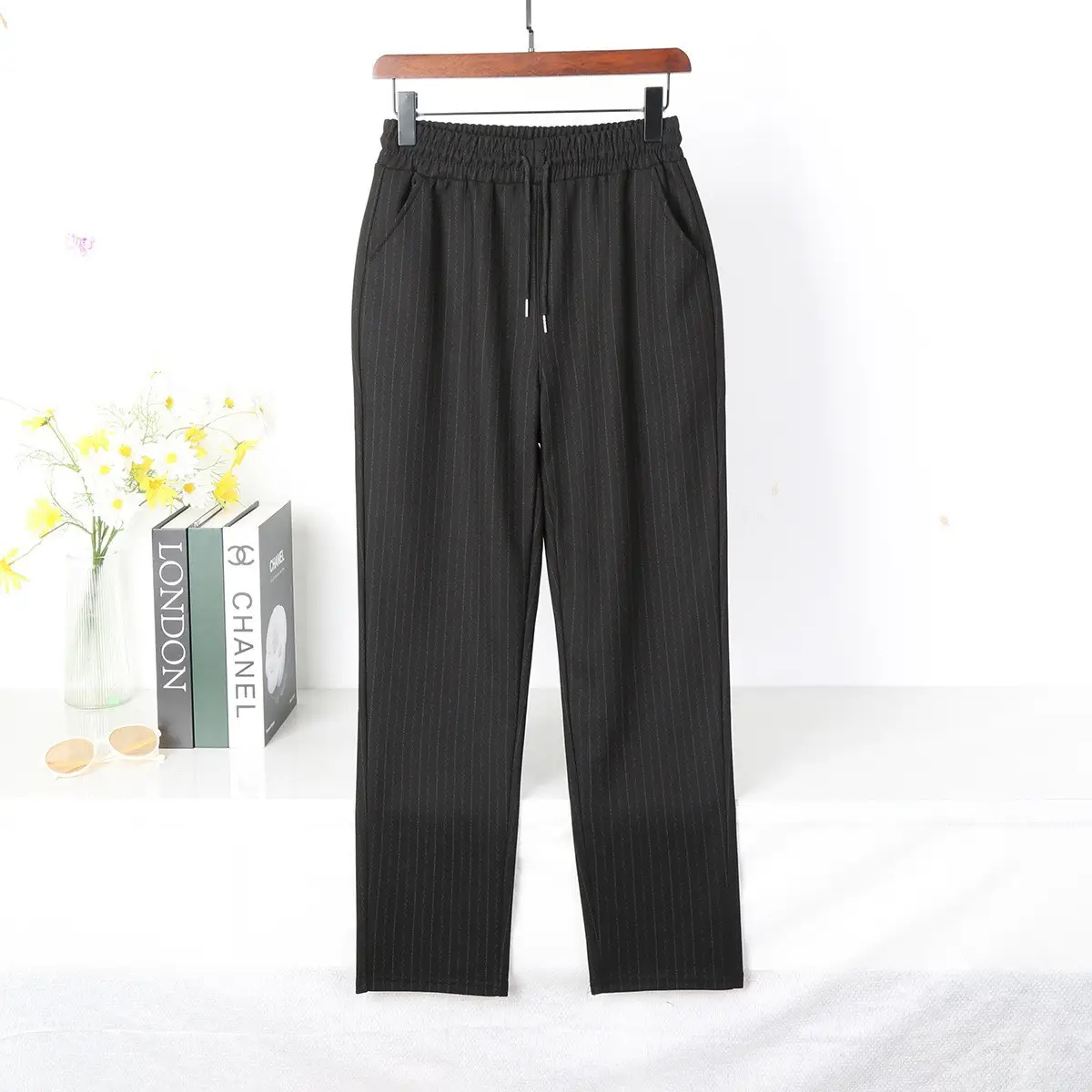 Women's Plaid Slim Fit Pants Brown Medium - Image 8