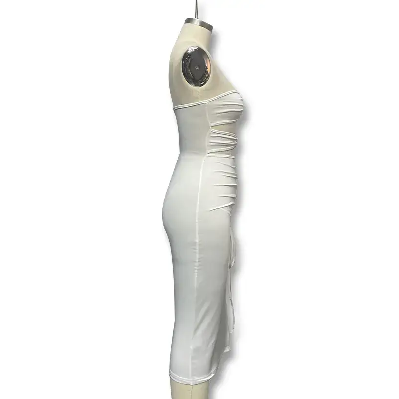 White Off-Shoulder High Split Hip Dress for Women — feature 25