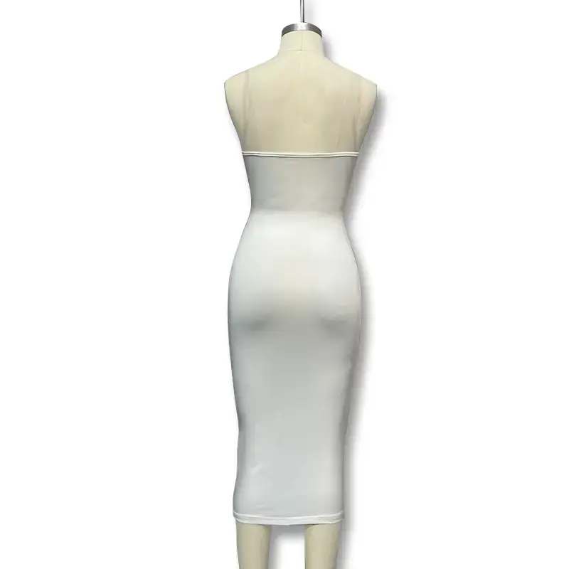 White Off-Shoulder High Split Hip Dress for Women — feature 26