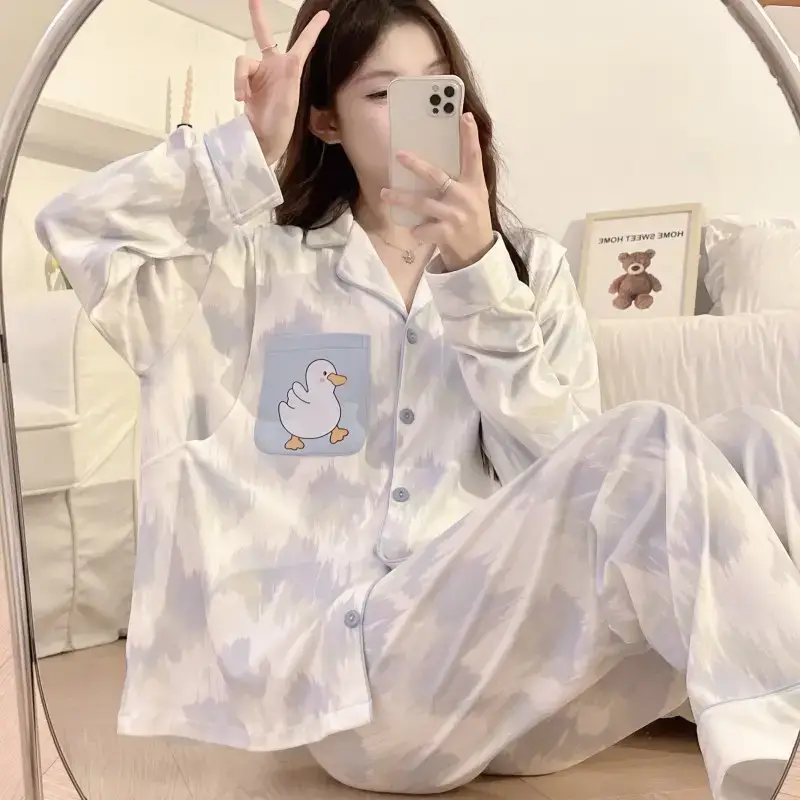Moon-themed Nursing Kimono Pajamas for Pregnant Women - Image 4
