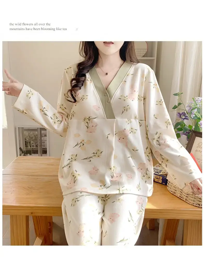 Moon-themed Nursing Kimono Pajamas for Pregnant Women — feature 42