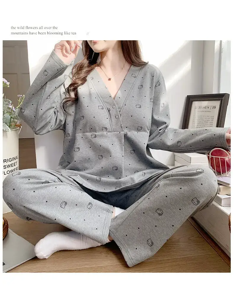 Moon-themed Nursing Kimono Pajamas for Pregnant Women — feature 47
