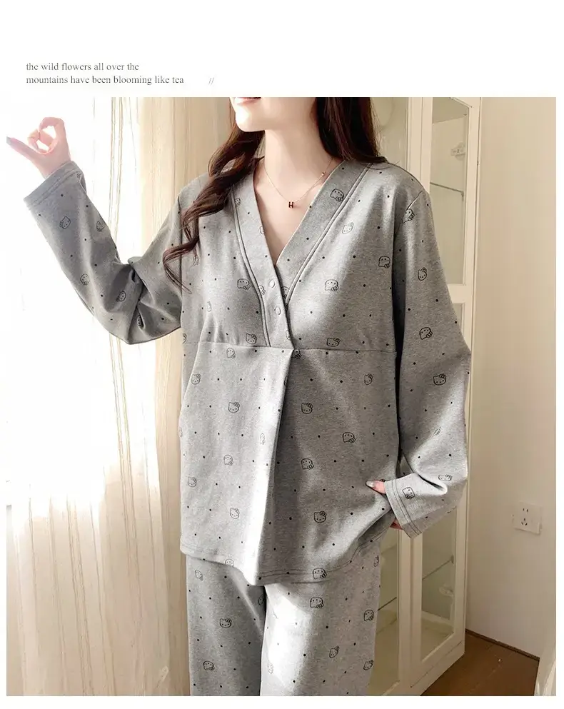 Moon-themed Nursing Kimono Pajamas for Pregnant Women — feature 50