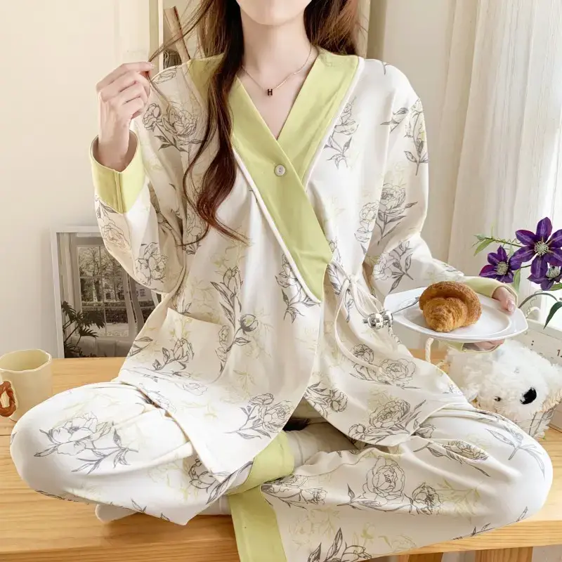 Moon-themed Nursing Kimono Pajamas for Pregnant Women - Image 14