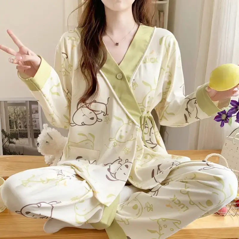 Moon-themed Nursing Kimono Pajamas for Pregnant Women - Image 16