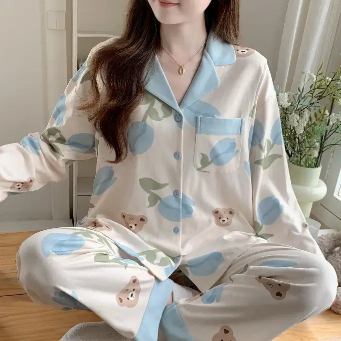Moon-themed Nursing Kimono Pajamas for Pregnant Women - Image 18