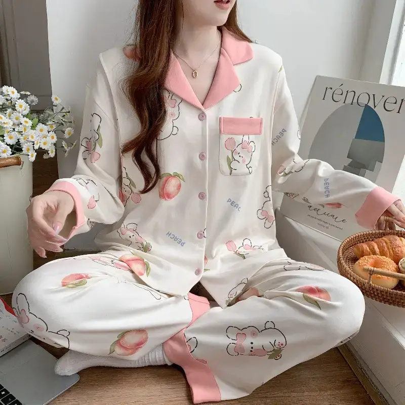Moon-themed Nursing Kimono Pajamas for Pregnant Women - Image 19