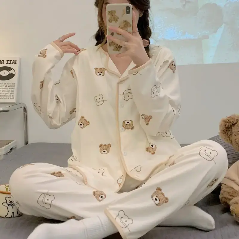 Moon-themed Nursing Kimono Pajamas for Pregnant Women - Image 2