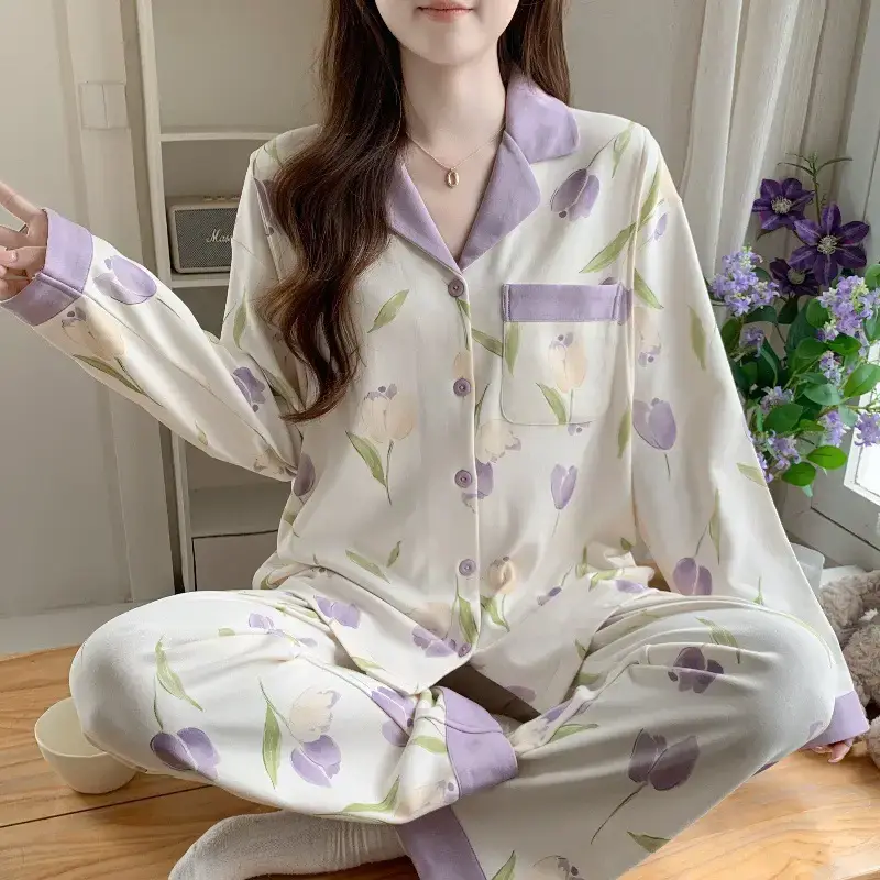 Moon-themed Nursing Kimono Pajamas for Pregnant Women - Image 20