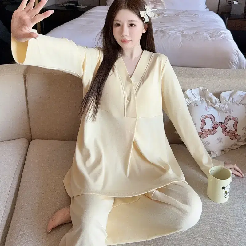Moon-themed Nursing Kimono Pajamas for Pregnant Women - Image 23