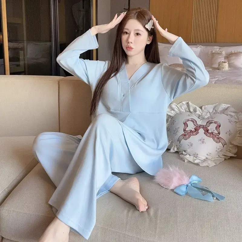 Moon-themed Nursing Kimono Pajamas for Pregnant Women - Image 24