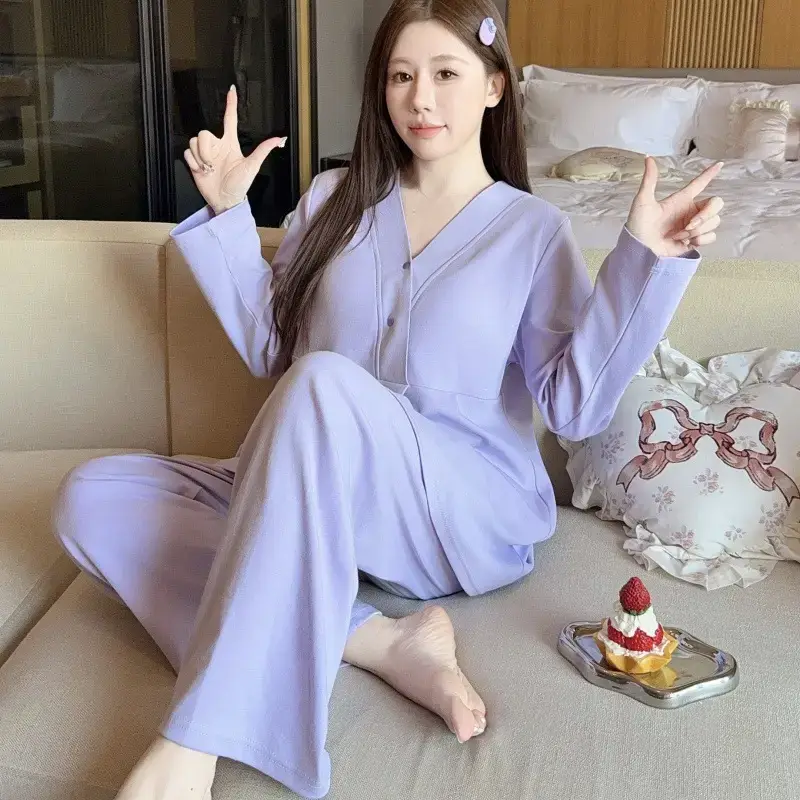 Moon-themed Nursing Kimono Pajamas for Pregnant Women - Image 25