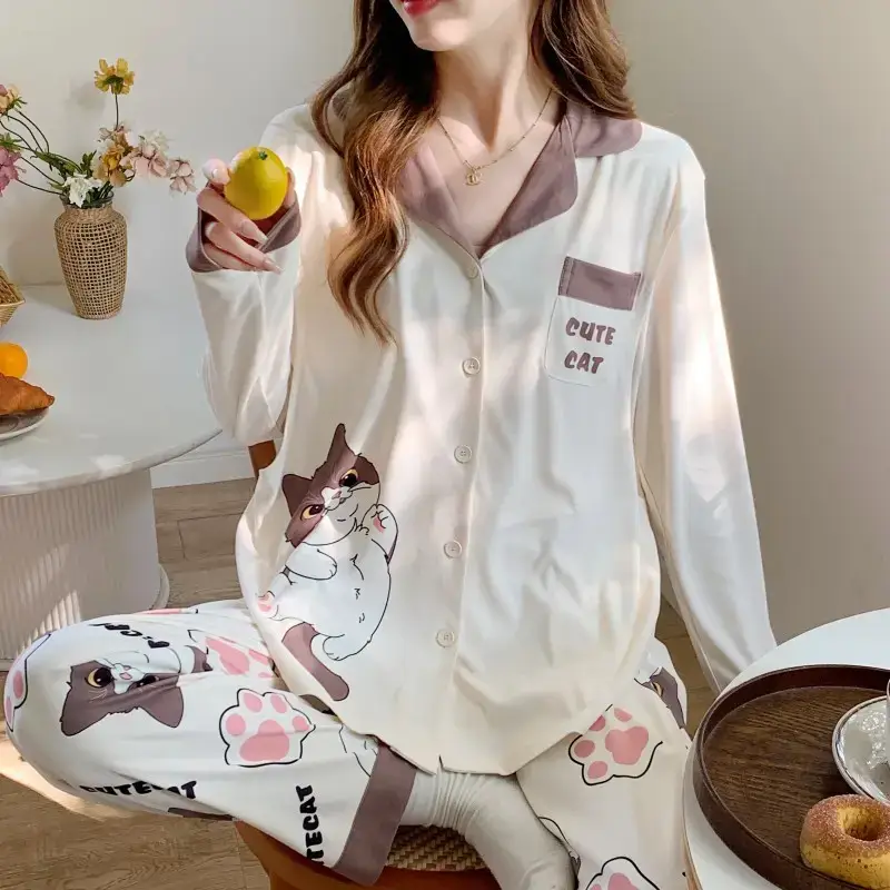 Moon-themed Nursing Kimono Pajamas for Pregnant Women - Image 27