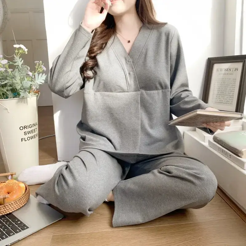 Moon-themed Nursing Kimono Pajamas for Pregnant Women - Image 29