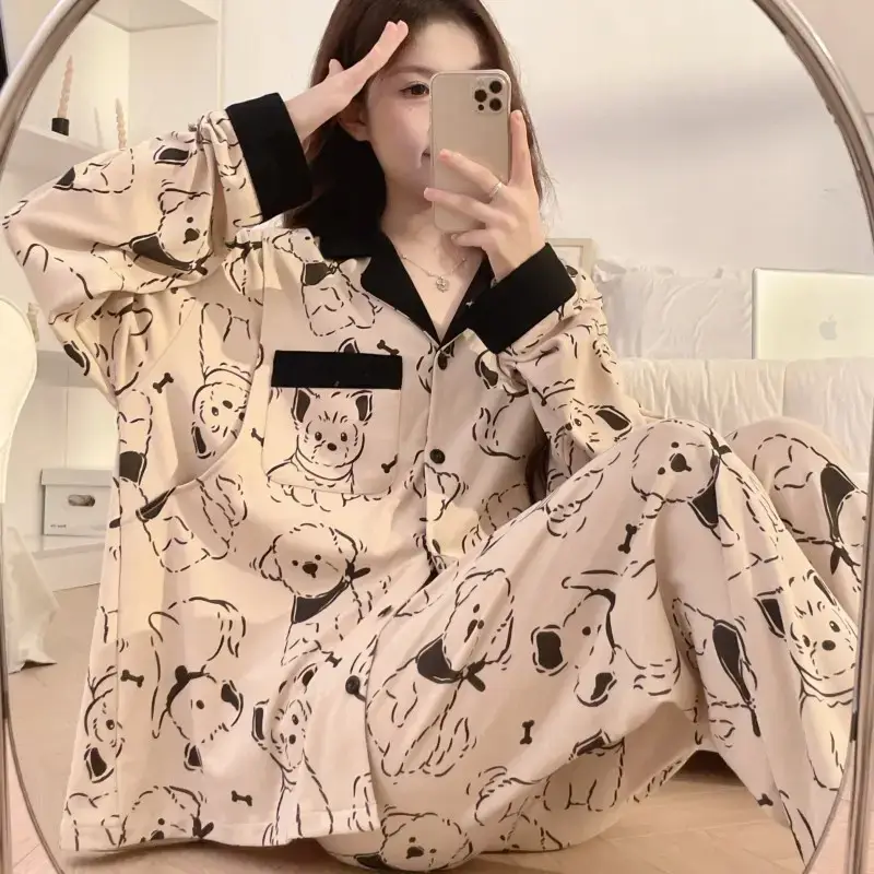 Moon-themed Nursing Kimono Pajamas for Pregnant Women - Image 5