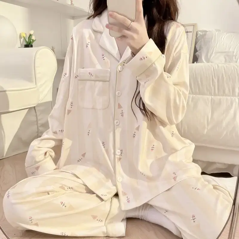 Moon-themed Nursing Kimono Pajamas for Pregnant Women - Image 6