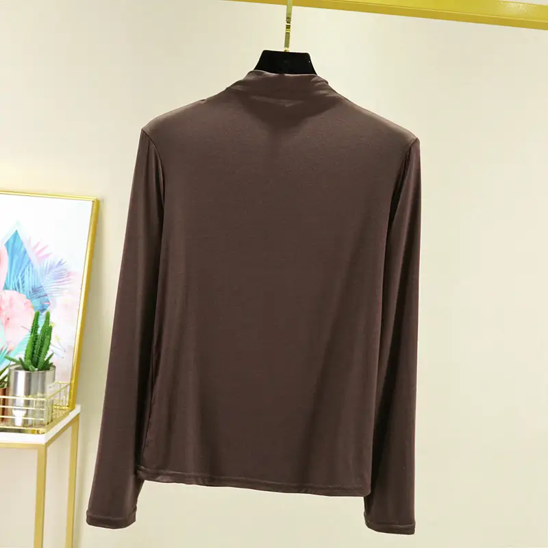 Green Long Sleeve T-Shirt for Women Slim Fit Spring Autumn - Image 7