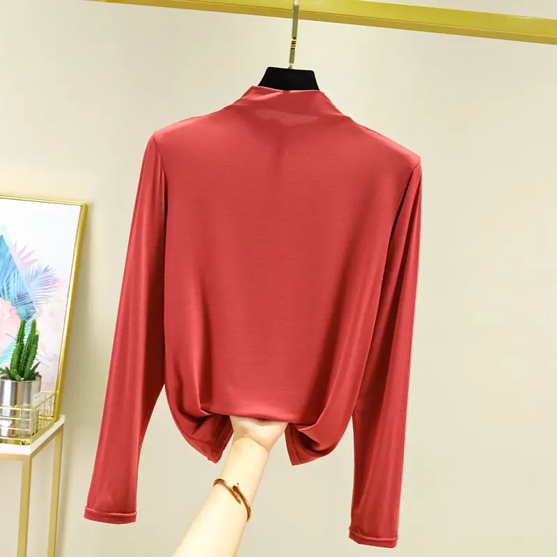 Green Long Sleeve T-Shirt for Women Slim Fit Spring Autumn - Image 8