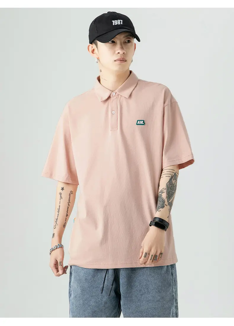 Men's Han Lu Polo Shirt Light Pink 2025 Summer — feature 22