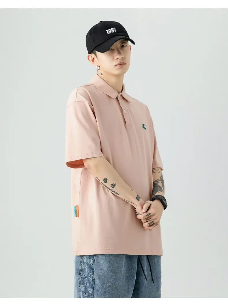Men's Han Lu Polo Shirt Light Pink 2025 Summer — feature 23