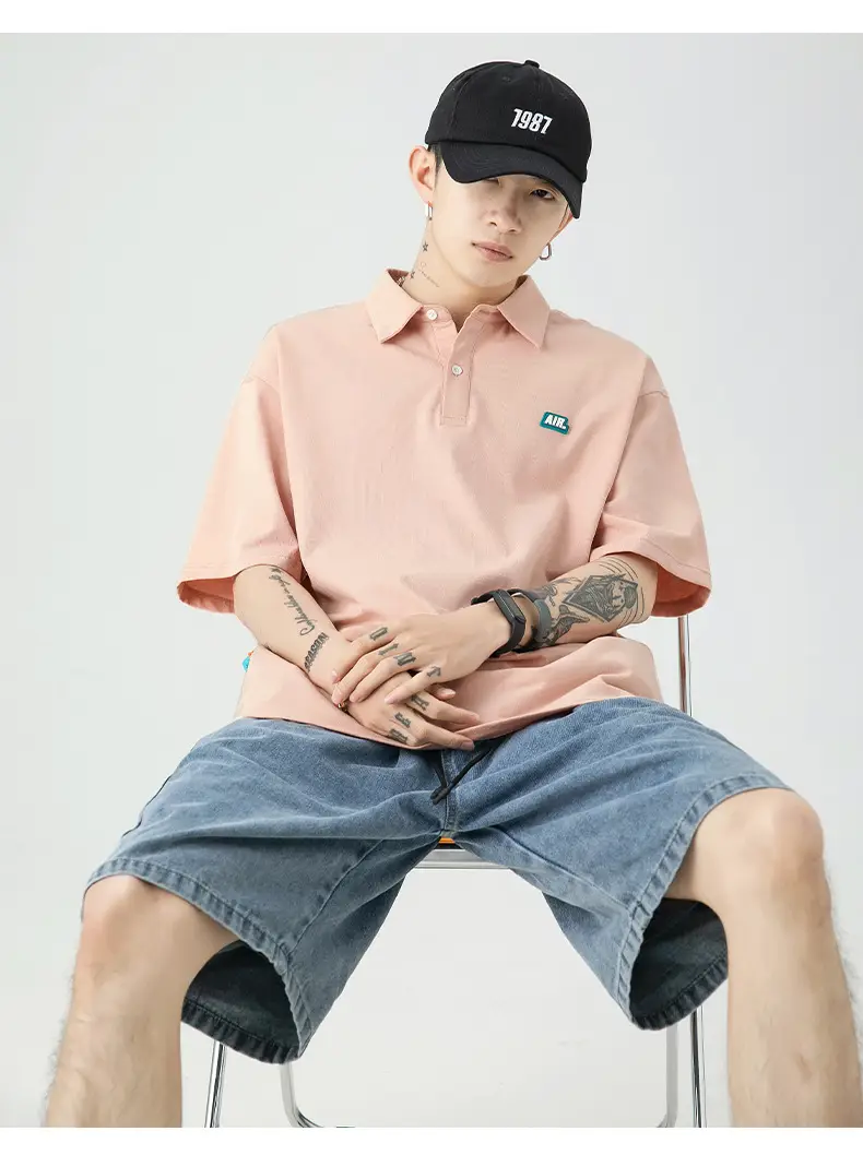 Men's Han Lu Polo Shirt Light Pink 2025 Summer — feature 24