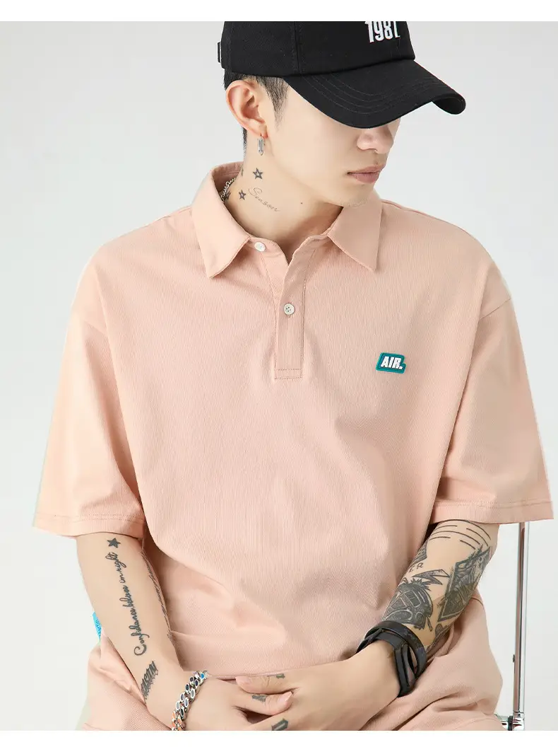 Men's Han Lu Polo Shirt Light Pink 2025 Summer — feature 26