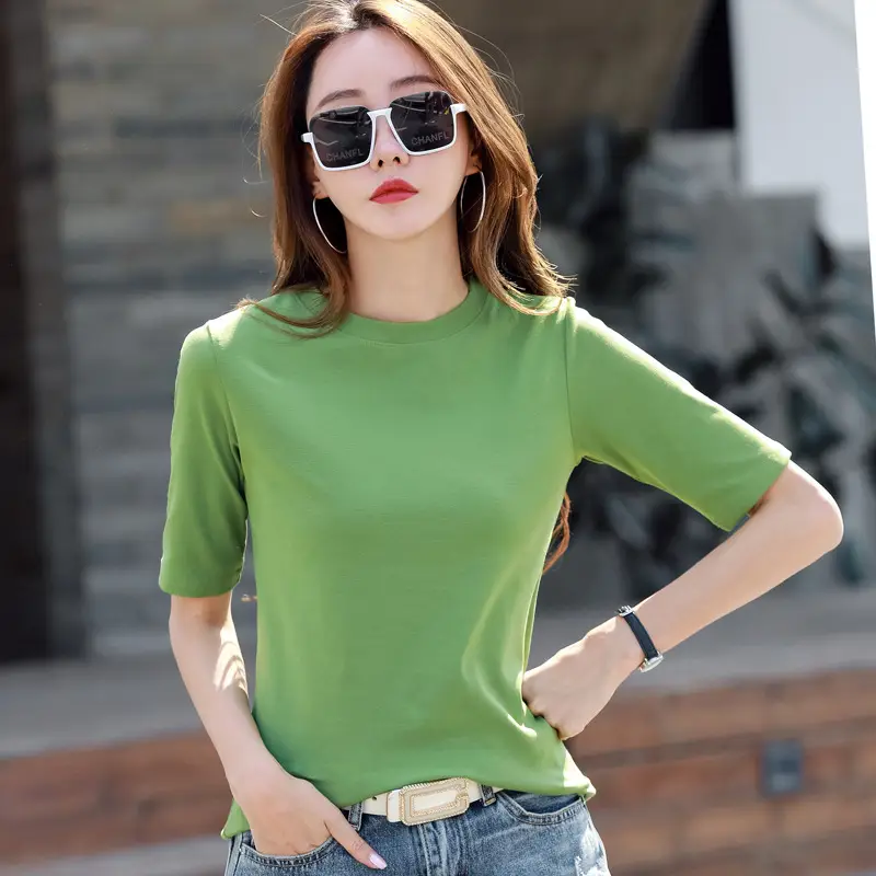 Women White Slim Fit Mid Sleeve T-Shirt 2025 - Image 2