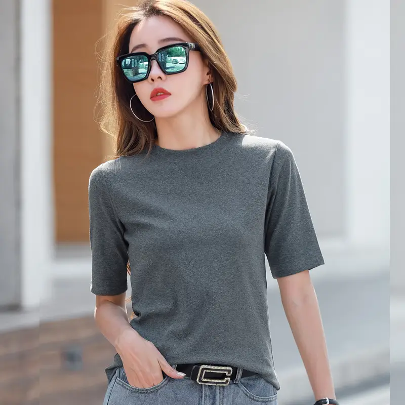 Women White Slim Fit Mid Sleeve T-Shirt 2025 - Image 3