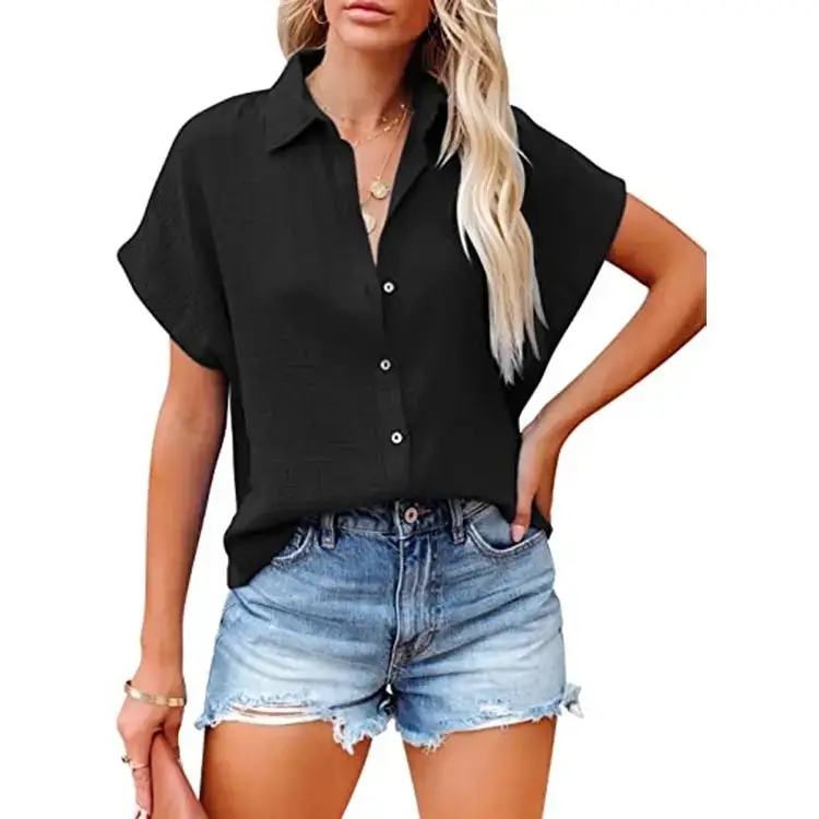 2021 Blue Cotton Linen Shorts Cross-border Women Casual Straight Leg — feature 31