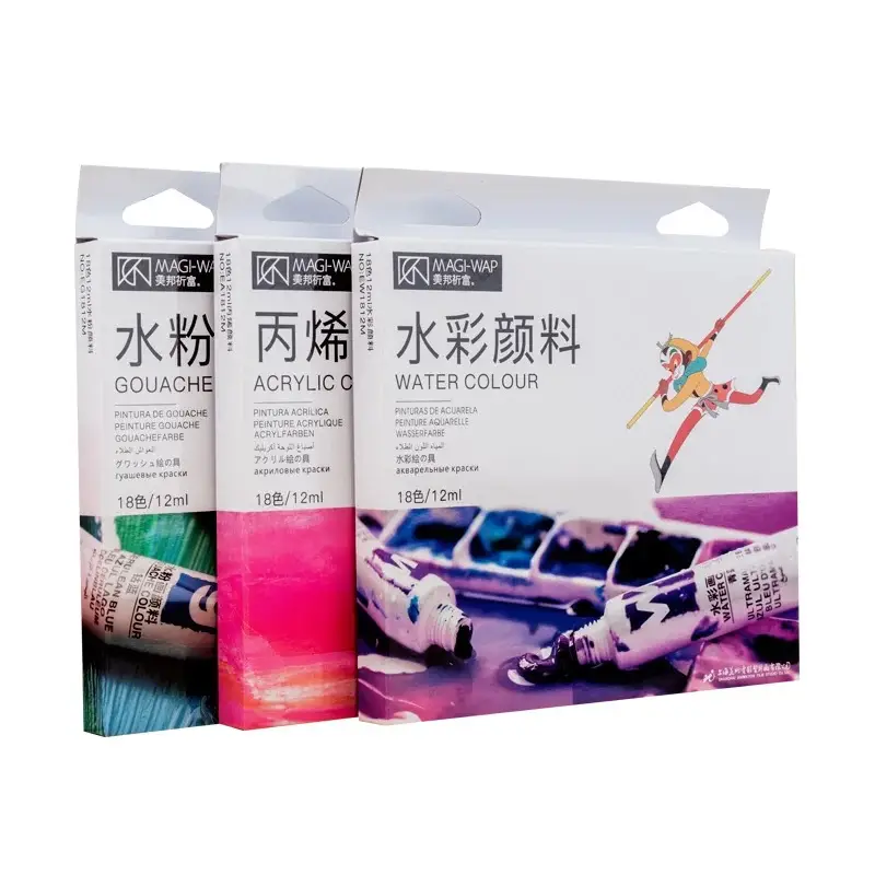 Meibang Qifu Watercolor Gouache Pigment Set 12/18/24 Color Children Graffiti Beginner Practice Painting Pigment