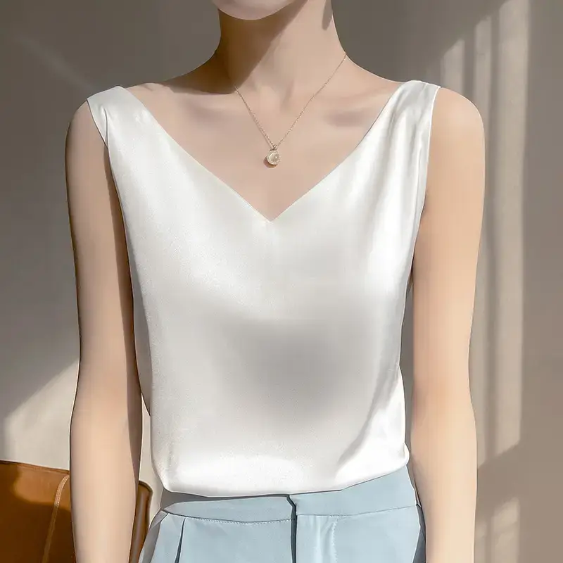 White Base Layer Top for Women Plus Size Summer Wear - Image 2