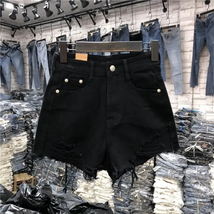 White Ripped Denim Shorts Women Loose Fit Summer - Image 2