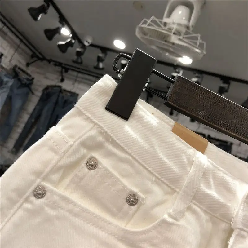 White Ripped Denim Shorts Women Loose Fit Summer - Image 7
