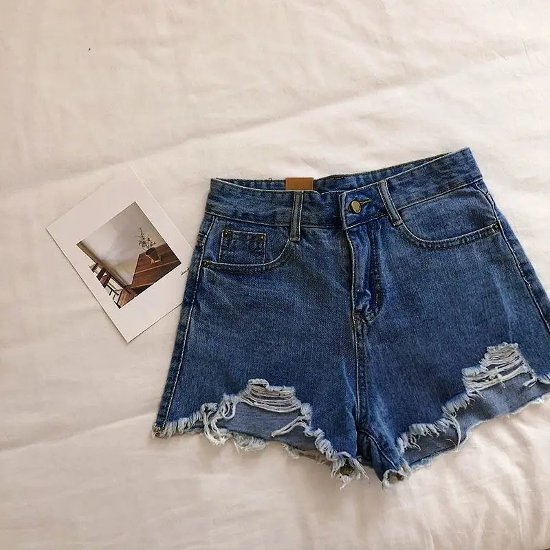 White Ripped Denim Shorts Women Loose Fit Summer - Image 4